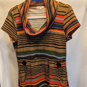 Cowl neck striped tunic w/ pockets, LA Soul, med